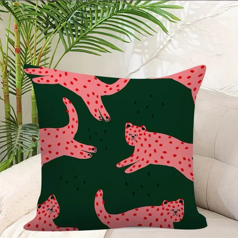 1 fodera per cuscino con stampa leopardata rosa, stampa 2D su entrambi i lati, morbida fodera per cuscino in poliestere per la decorazione di casa, divano, camera da letto, auto