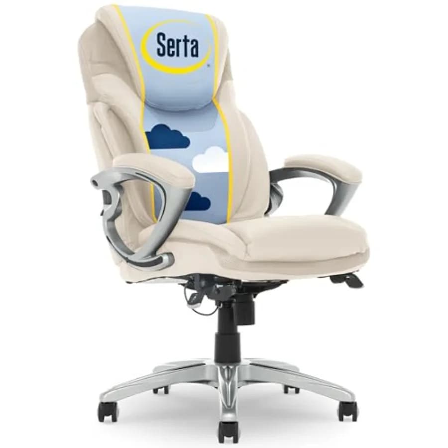 Sedia da Ufficio Ergonomica Serta Bryce con Supporto Lombare AIR Brevettato, Cuscini Comodi e Altezza Regolabile