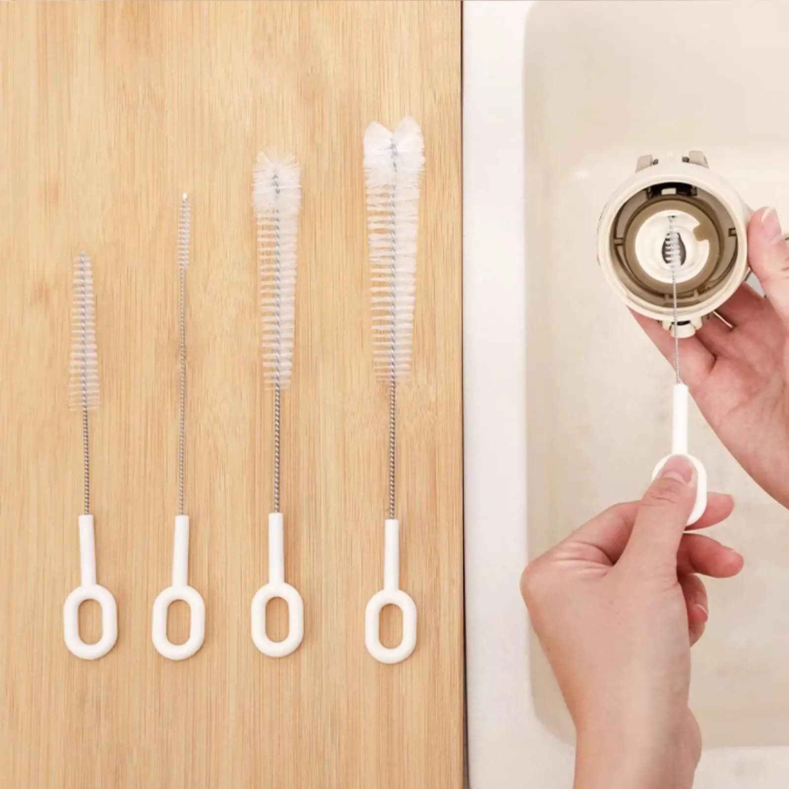 5Pcs/set Bottle Brush Set With Hanging Loops Washing Cups Scrubber Tools For Lids Straws Nipple Breast Pumps Cleaning