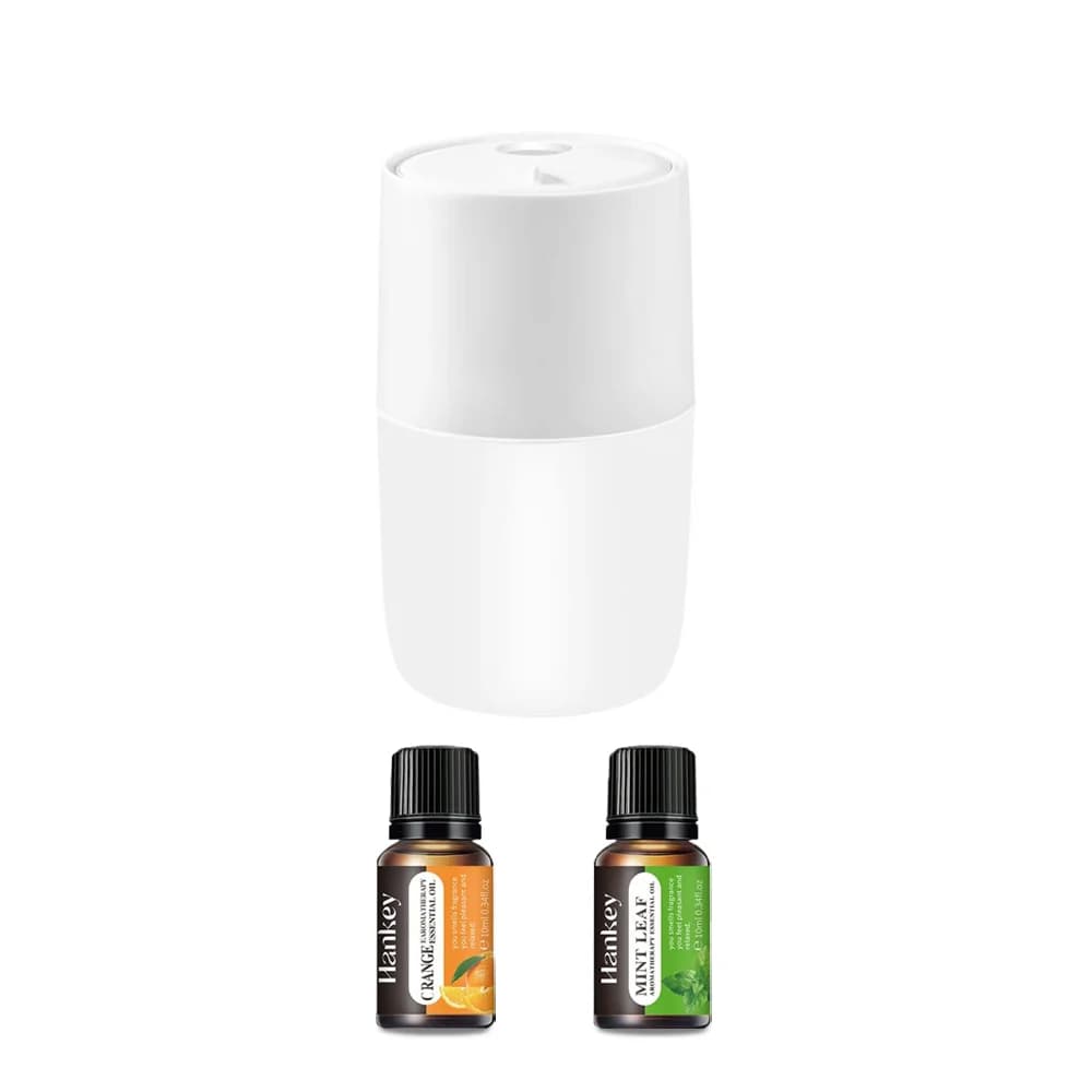 300 ml white cold fog humidifier, aromatherapy diffuser, includes 2 essential oils, with 7 color LED light and timer function