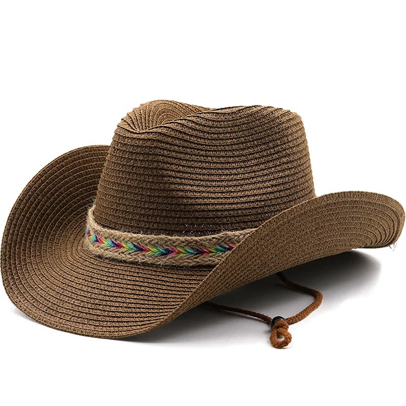 Simple Western Cowgirl Hat in Natural Tent Card Large Women's Summer Beach Hats Panama Cowgirl Jazz Sun Hats