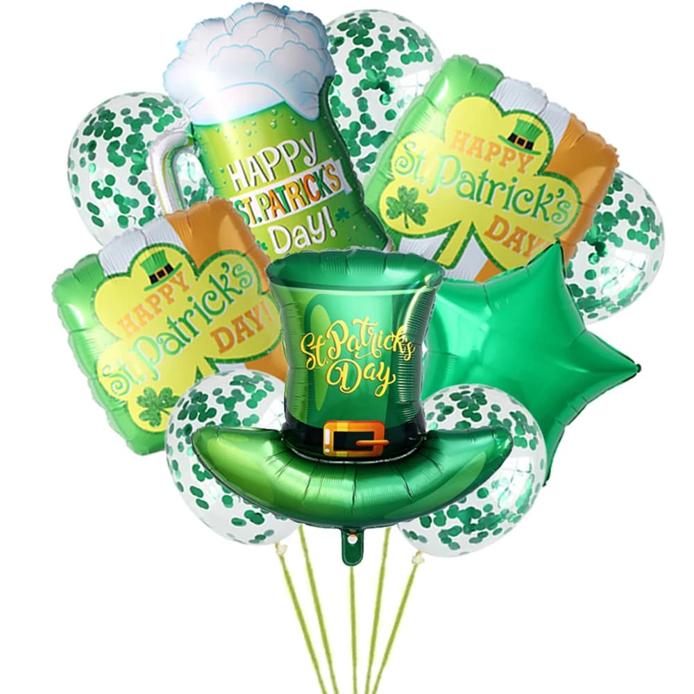 3/5/10 pezzi Decorazione di palloncini per il giorno di San Patrizio Cappelli Tazza di birra Palloncini foil Decorazione per feste a tema irlandese Fornitura per il giorno di San Patrizio