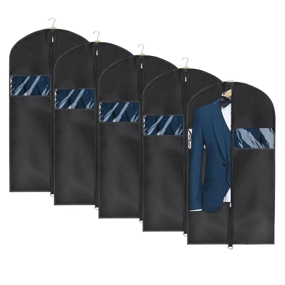 Borsa porta abiti da viaggio e per riporre vestiti, 43 pollici, copriabiti lavabile per t-shirt, giacche, completi, cappotti, set da 5, tessuto Oxford