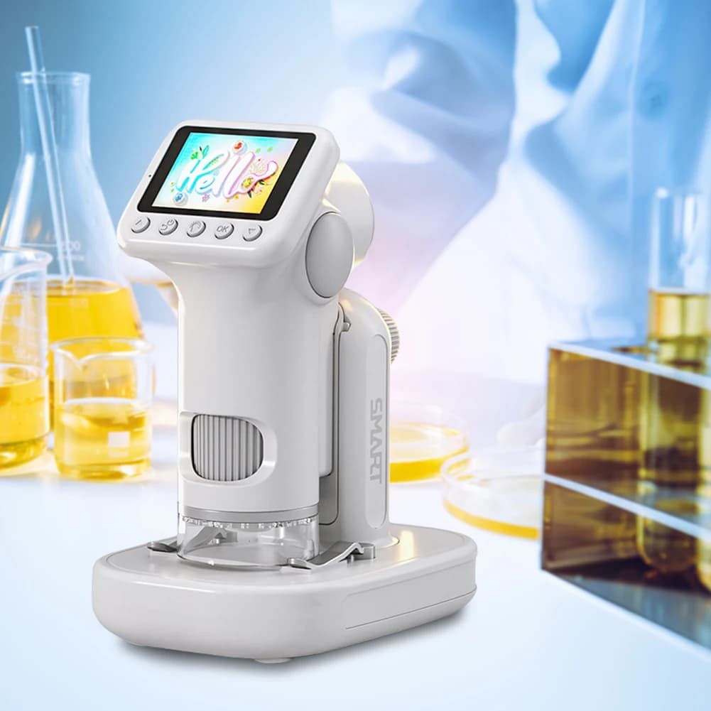 Microscopio per Bambini con Schermo da 2 Pollici, Microscopio Portatile 100-1600X, Lente d'Ingrandimento Portatile per Esperimenti Scientifici