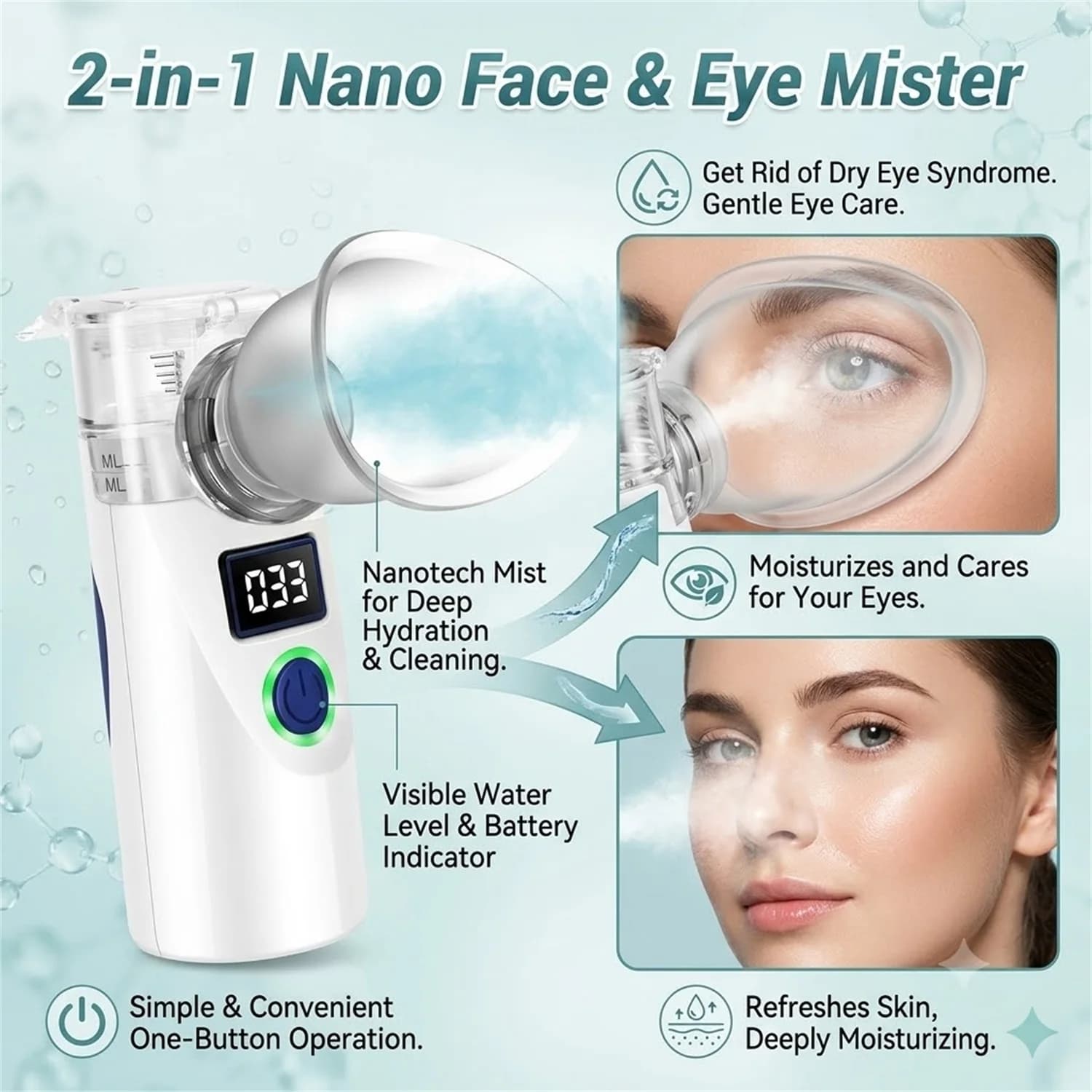 Facial Steamer, Beauty Instrument, Water Replenishing Instrument, Moisturizing Spray, Humidifying Heat, Facial Steam Sprayer