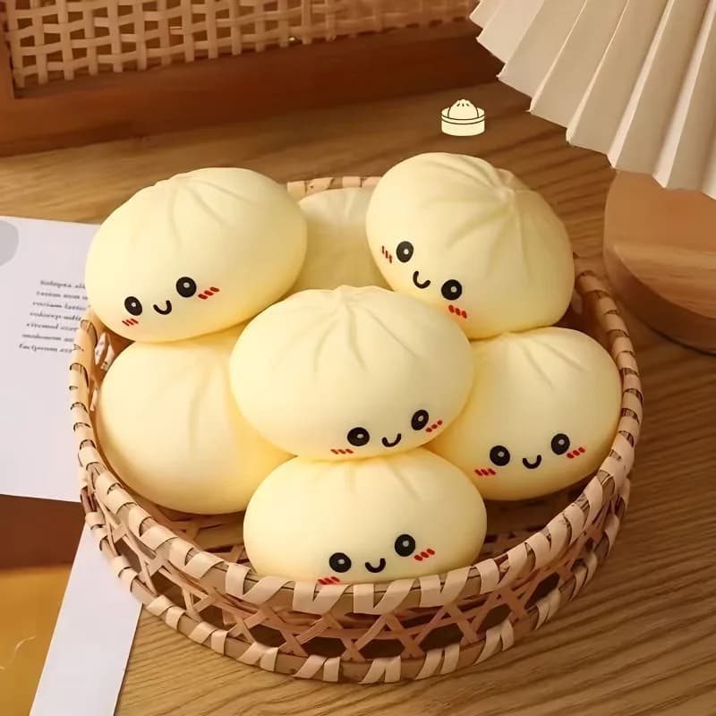 Squishy a forma di panino al vapore, antistress, giocattolo sensoriale, simulazione cibo, squishies, panino con vaporiera, palla di pasta da spremere, regali