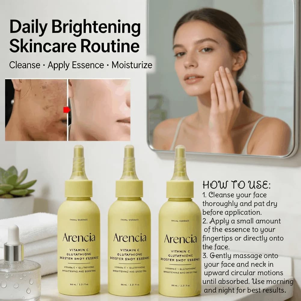 Arencia Vitamin C Glutathione Booster Essence 95ml Fades Dark Spots Evens Skin Tone Hydrating Facial Serum for sensitive skin