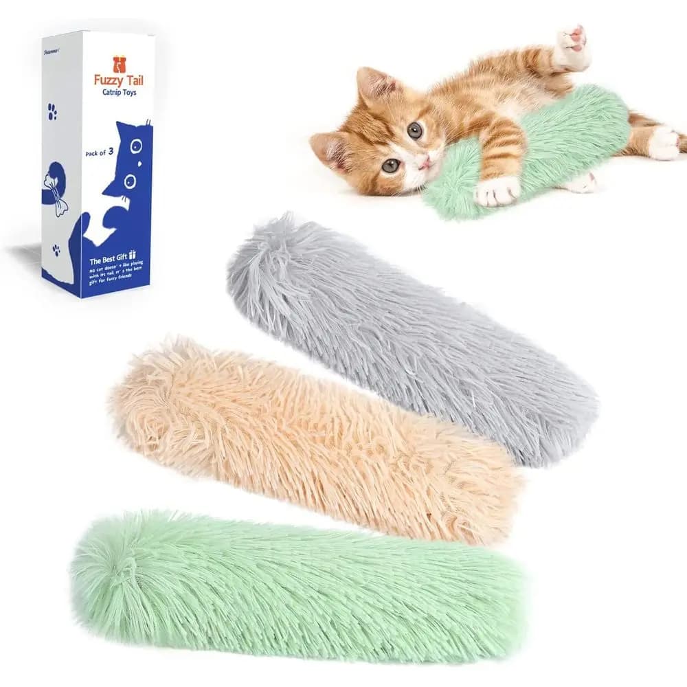 Cat Toys Pillows, 3 Pack, Soft and Durable Crinkle Sound with Catnip Inside, Interactive Indoor Kitten Kicker, Promotes Kitty Ex