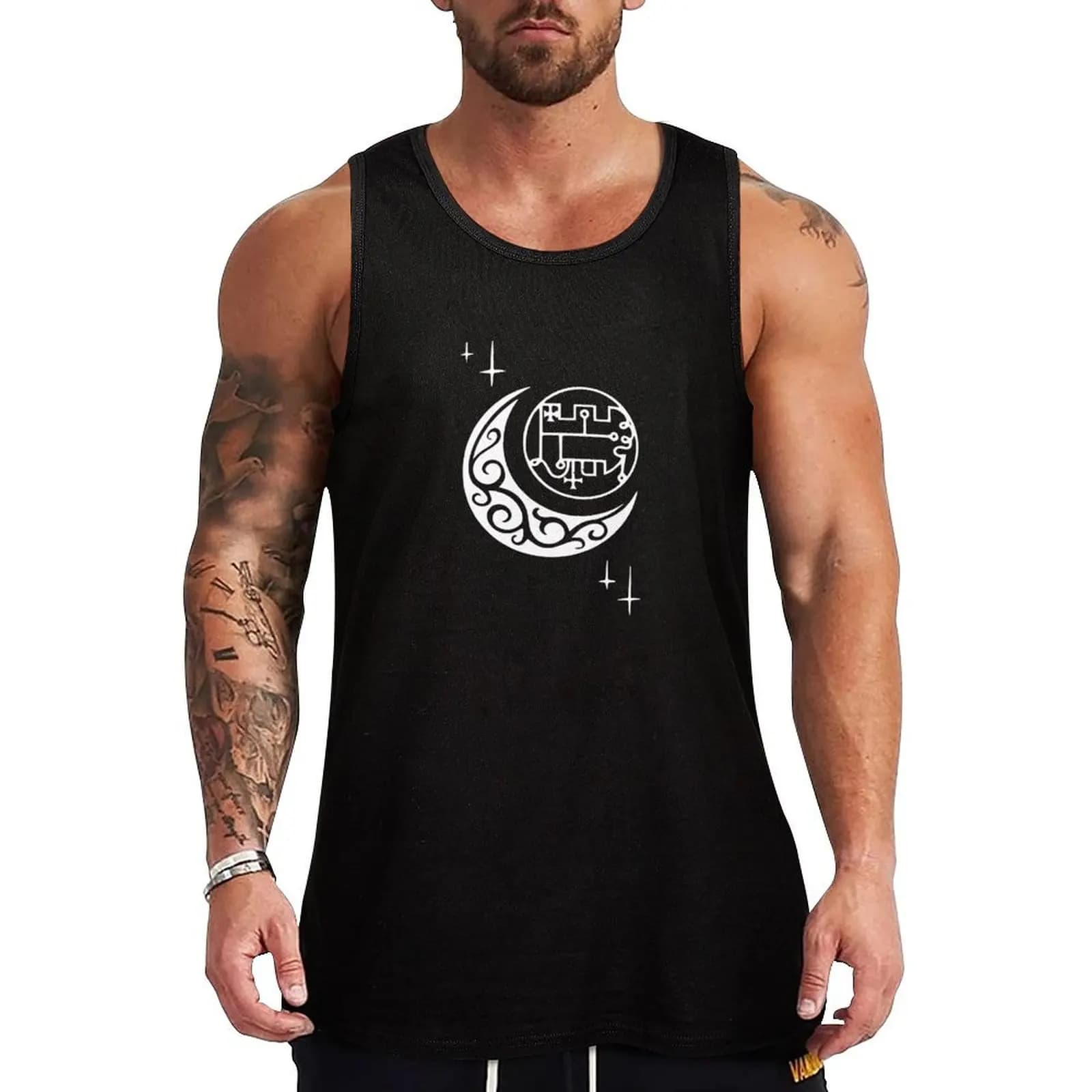 Helluva Boss - Grimoire Symbol White Tank Top Street Hip Hop Tank Top Abbigliamento casual senza maniche