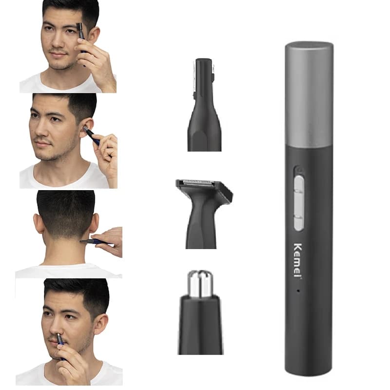 Kemei Pro Rechargeable nose haircut beard pen kit for electric grooming face neckline body trimmer ear eyebrow for man woman