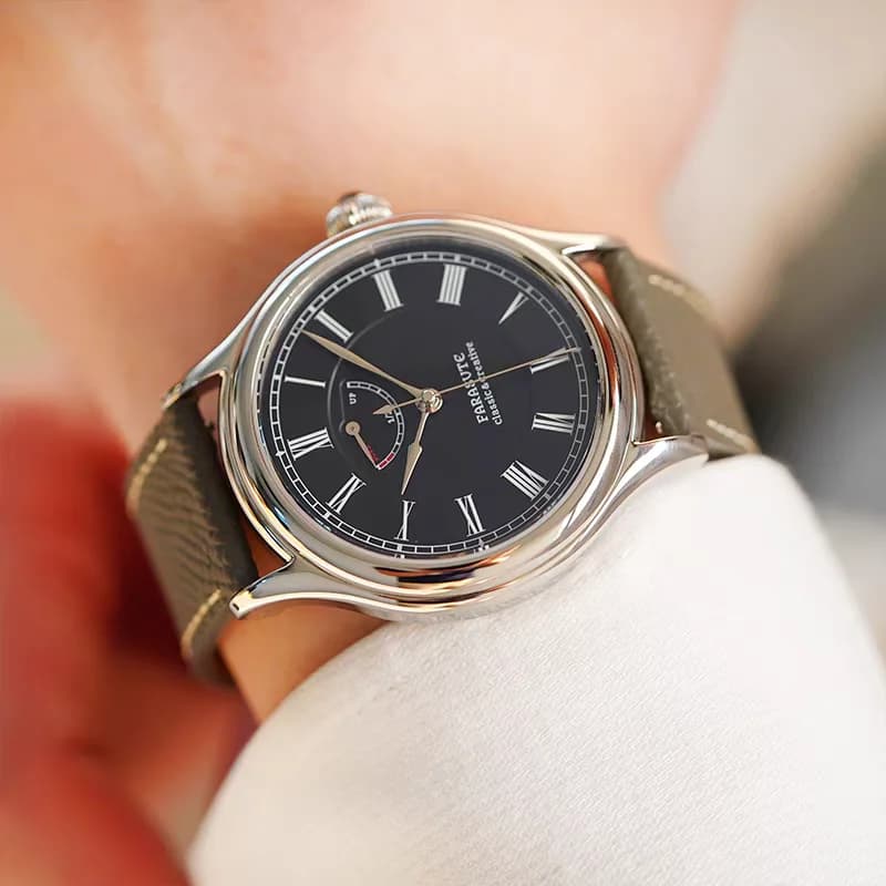 FARASUTE Orologio da pilota da uomo 40mm Orologio da polso meccanico a carica manuale 5ATM Specchio zaffiro Display della riserva di carica di 80 ore