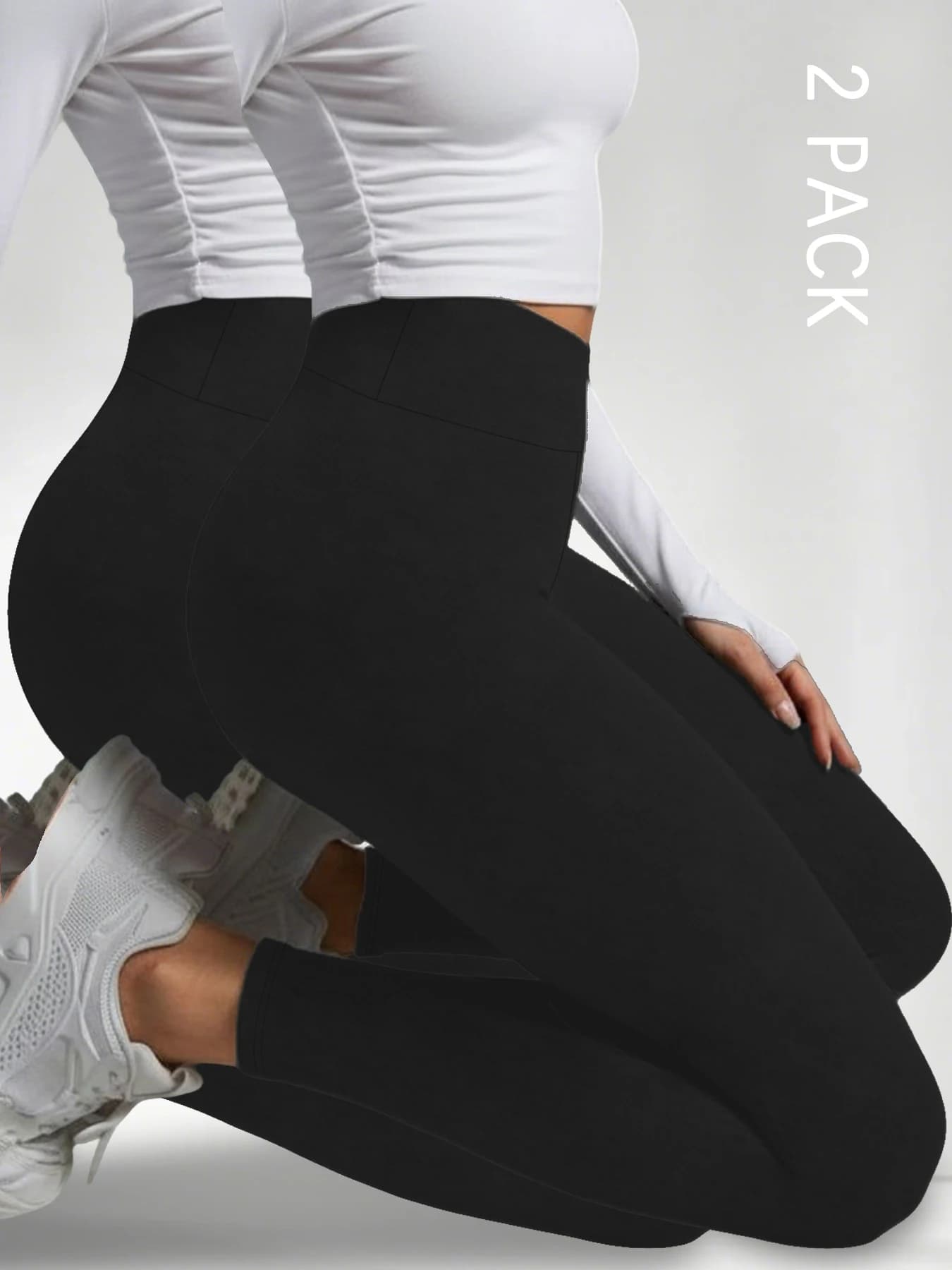 Pack of 2 high waist leggings for women strong sizes: super soft fabric, ideal for yoga, running, training and relaxing at home