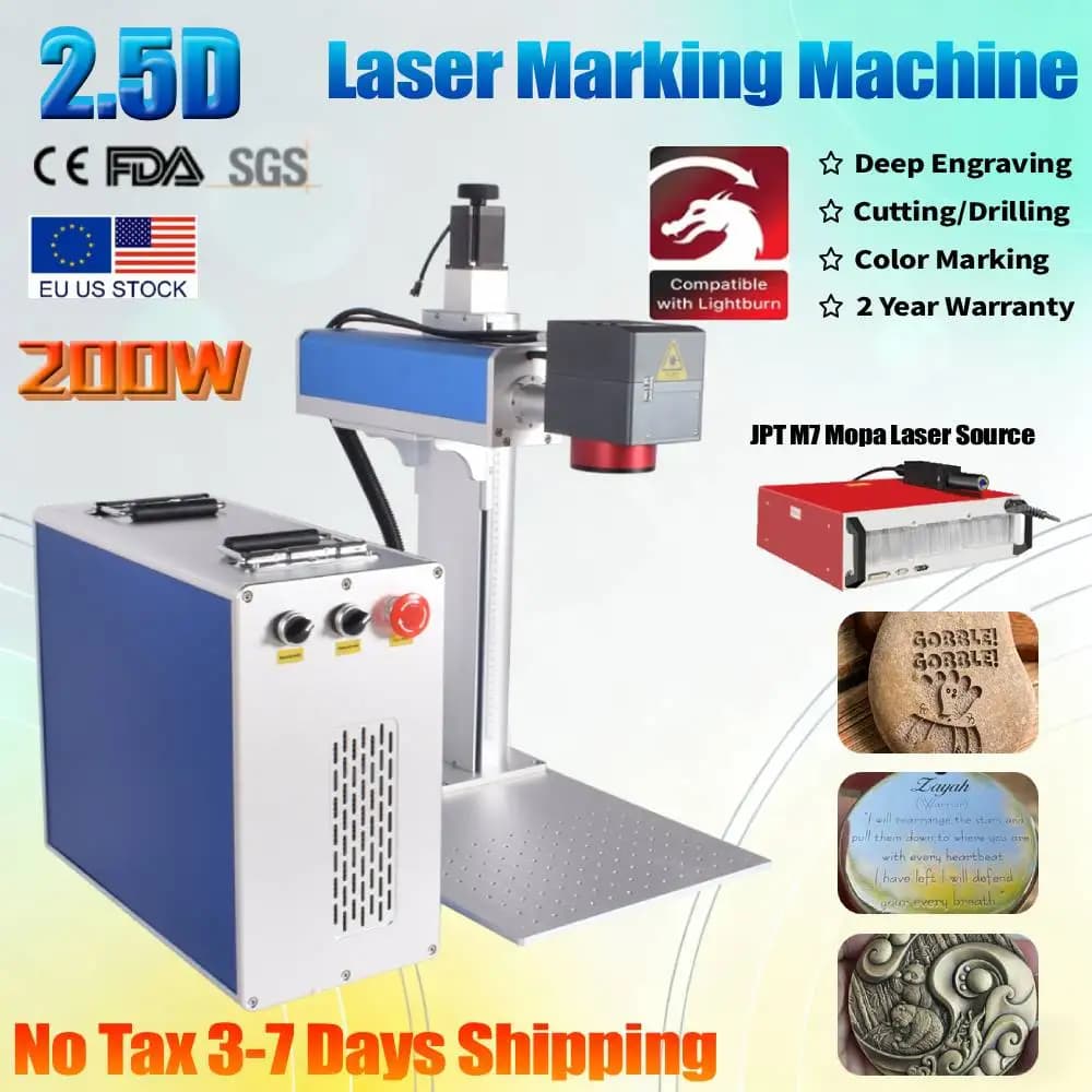 2.5D 200W JPT M7 Mopa Fiber Laser Marking Machine for Embossed Laser Engraving Deep Silver Gold Ring Jewelry Marking