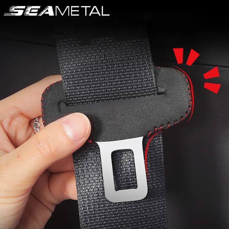 SEAMETAL Safety Belt for Car Buckle Protective Clip Internal Cover Back Front Seat Safety Belt for Car Bulckle Leather Clips Accessor
