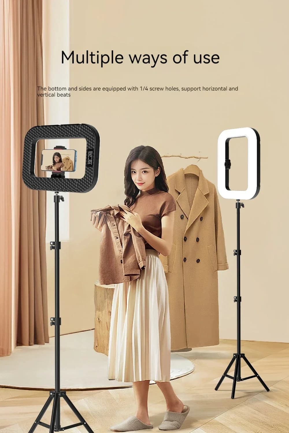 Supporto per treppiede con braccio lungo Selfie Light Stabilizzatore video Supporto per telefono per Tiktok Youtube Vlog Trucco Video Live Studio Ring