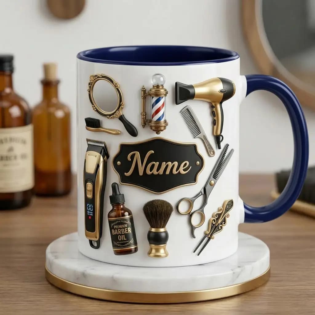 Personalized Hairstylist Coffee Cup 3D, Beauty Salon 3D Effect Ceramic Cup Coffee Cup Mugs Coffee Cups