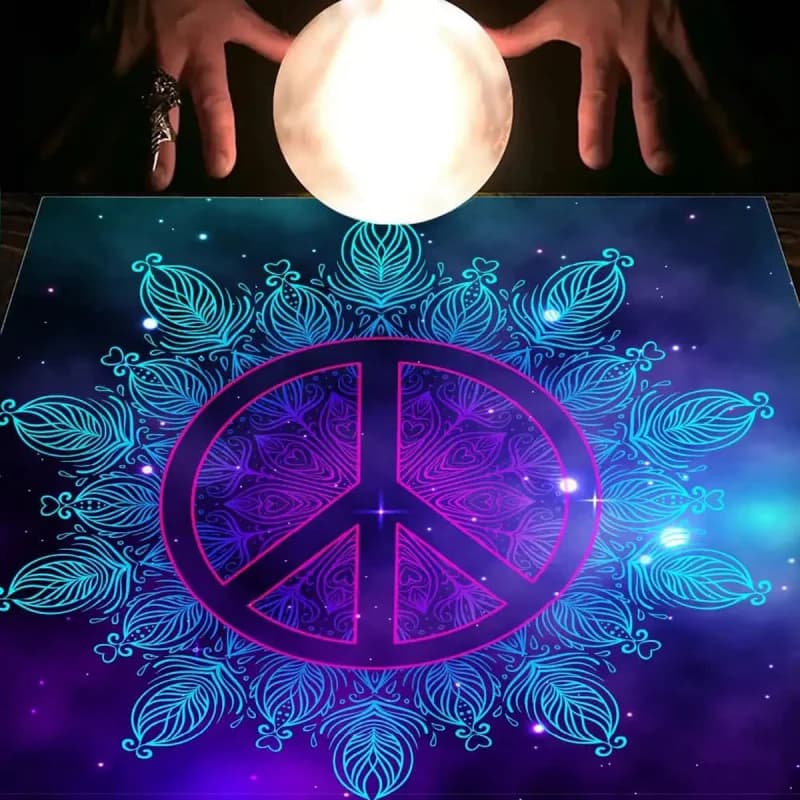 Telo per tarocchi pentagonale nero con fiori VIKAMA, tappetino per meditazione e stregoneria, tovaglia per cerimonia di lettura dei tarocchi