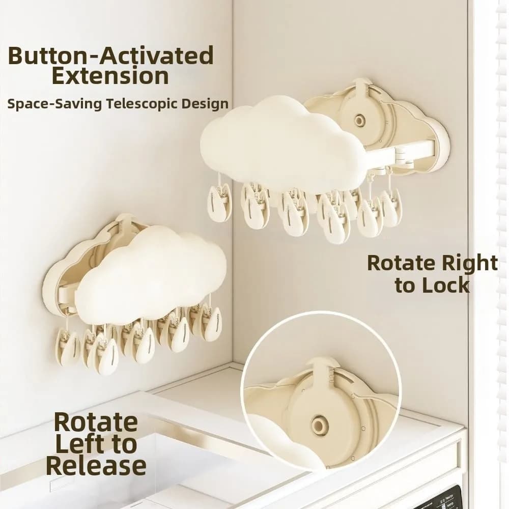 Folding Folding Drying Rack Expandable Suction Cup Hanging Underwear Holder Multifunctional Cloud Shape Baby Clothes Hanger