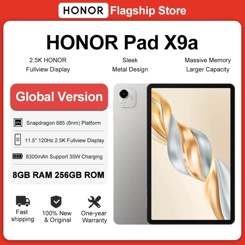 HONOR Pad X9a Versione Globale, Display Fullview 11.5\" 2.5K, Snapdragon 685, Corpo Sottile in Metallo, Tablet WiFi/LTE, Batteria 8300mAh, Ricarica Rapida 35W