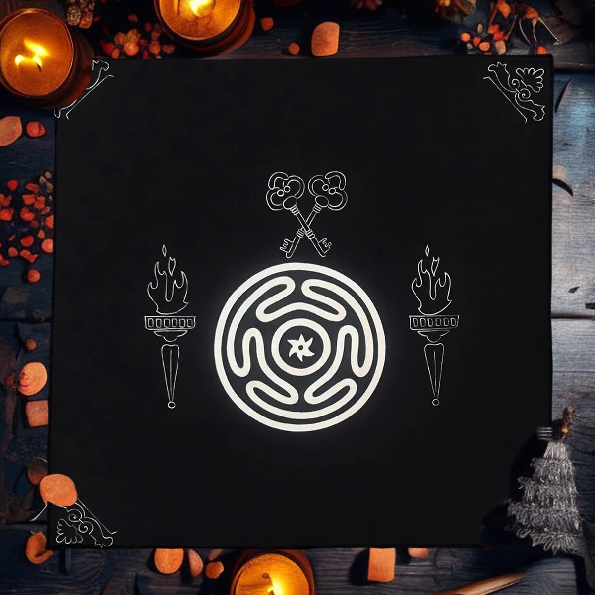 Hecate Dea Tarocchi Tovaglia Tarocchi Spread Strega Altare Panno Per Lettori Tarocchi Divinazione Pendolo Rituale Zerbino Gioco Da Tavolo Pad