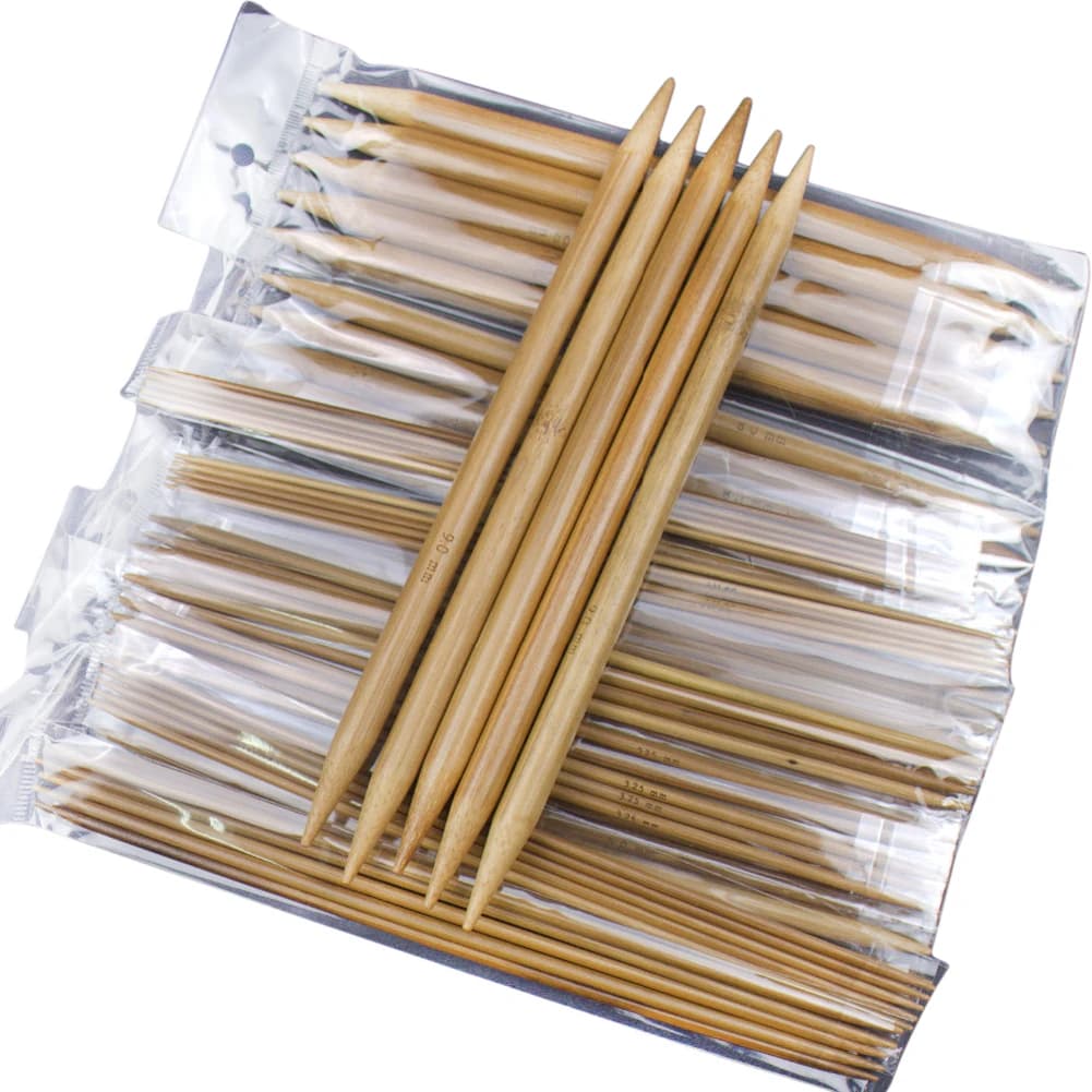 75Pcs 15 Size Double Pointed Knitting Needles Bamboo Knitting Needles Set Carbonized Bamboo Knitting Needles for Knitting Lovers
