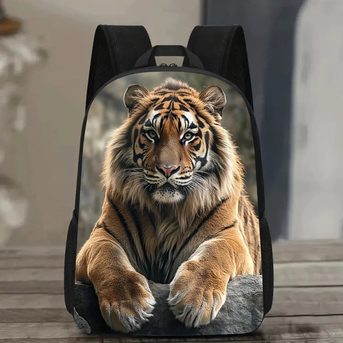 1 zaino per laptop da 17 pollici con stampa tigre e portabottiglie - Zaino scolastico leggero e resistente per uomo e donna, regolabile