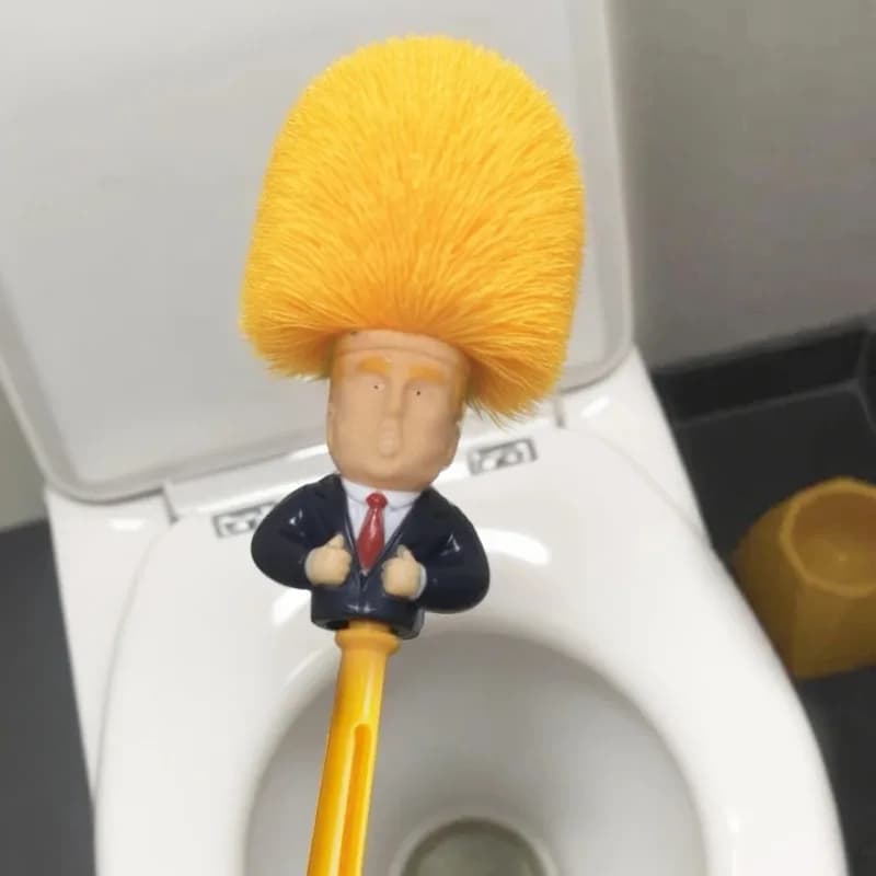 Set Spazzola per WC con Supporto, Design Cartoonesco, Capelli Gialli Divertenti, Strumento Creativo per la Pulizia del Bagno, Decorazione Originale e Regalo Scherzoso