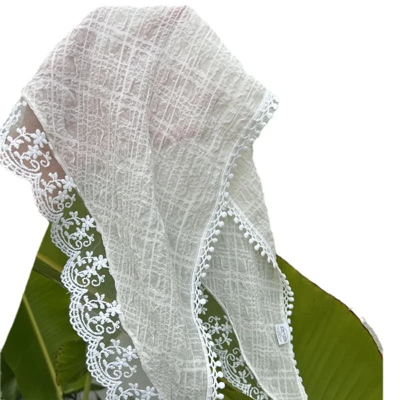 Women Triangular Scarf Summer Thin Sun Protection Lace Headscarf Funny Girl Cute Headscarf French Breathable Versatile Hair Band