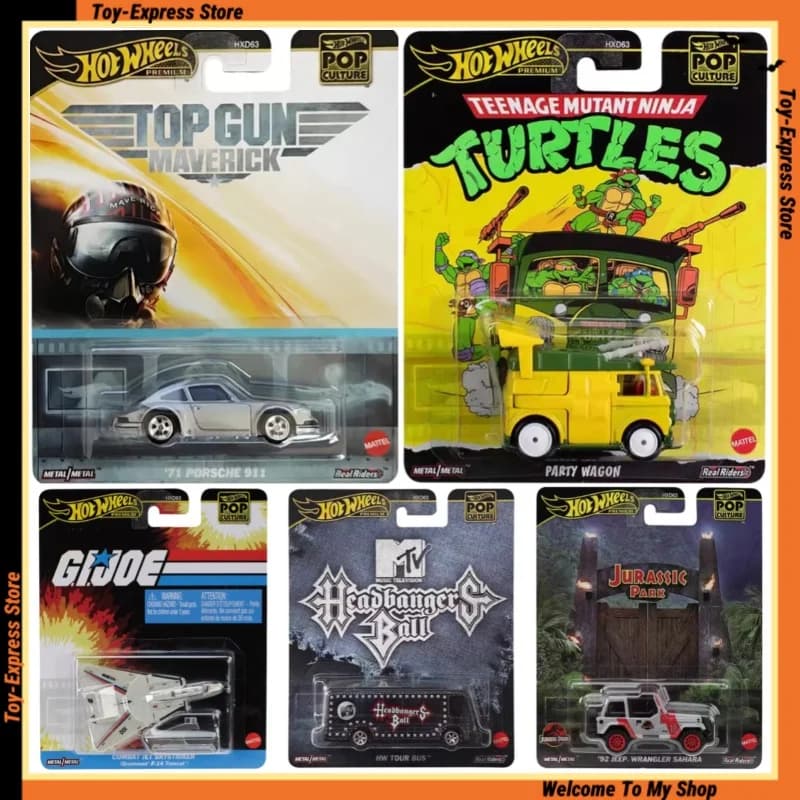 Hot Wheels Premium 2025 Pop Culture 1/64 Modello di auto Hotwheels 2025 Jeep Party Wagon Porsche 911 Tour Bus 1:64 Veicolo Giocattoli per bambini