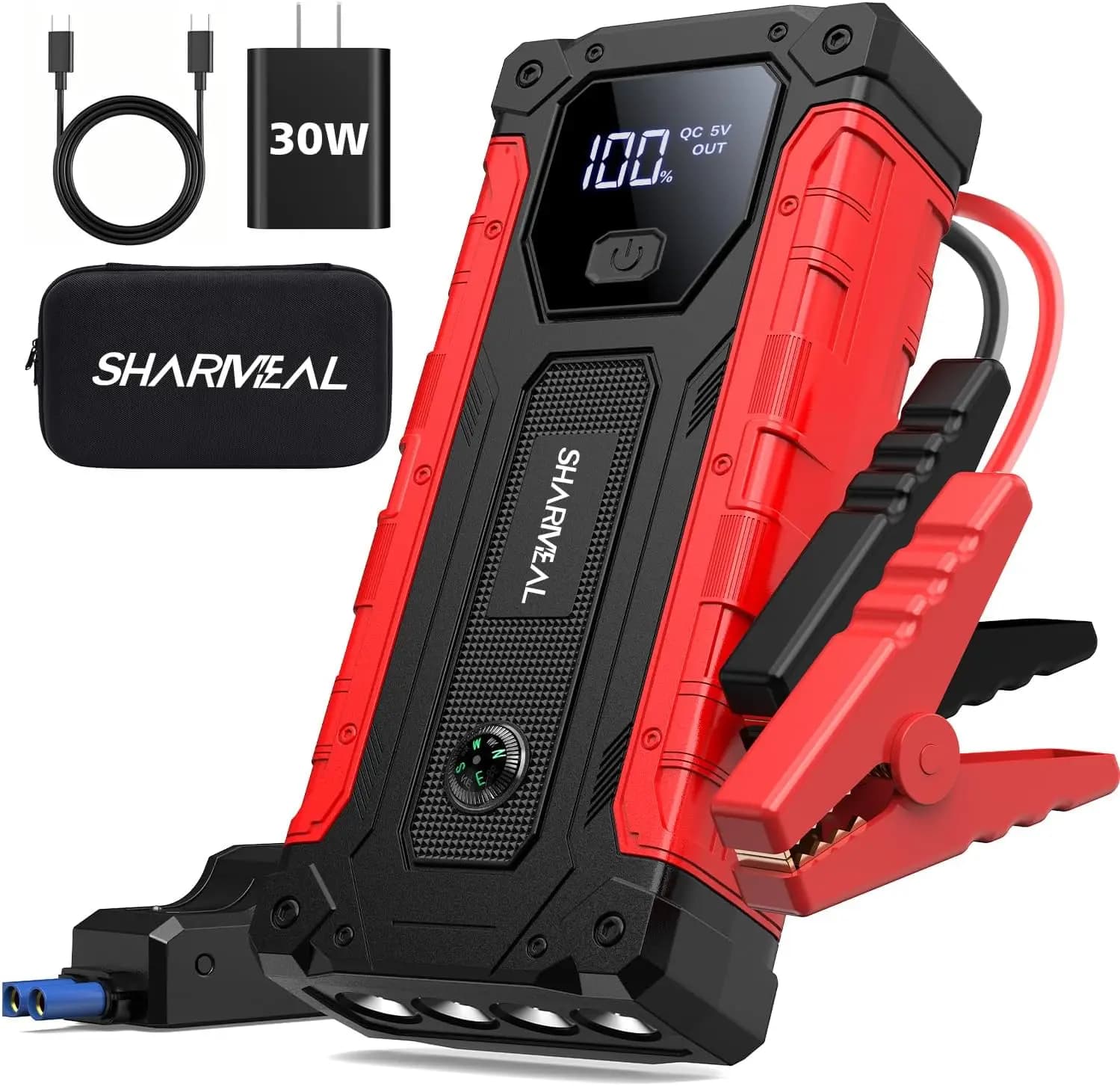 Avviatore d'Emergenza per Auto 7000A con Caricatore Rapido PD 30W, Portatile per Tutti i Veicoli a Benzina e Diesel
