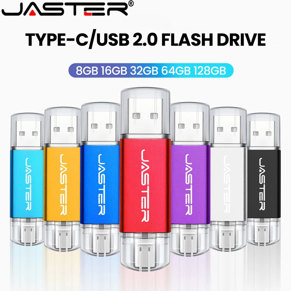 Chiavette USB TYPE-C 128 GB 2in1 Chiavetta USB Rosso Nero 64 GB Mini Pen Drive in metallo 32 GB Regalo creativo Pendrive Nero USB-C U Disco