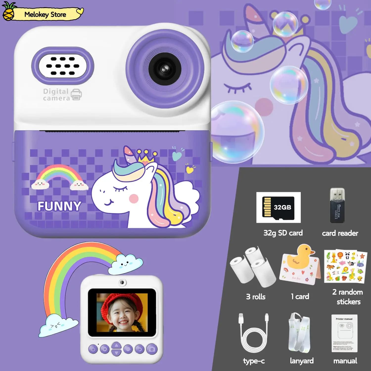 Digital Camera Printer for Kids with Game Mini Digital Video Cute Camera for Kids Instant Printer Birthday Gifts for Girls and Boys