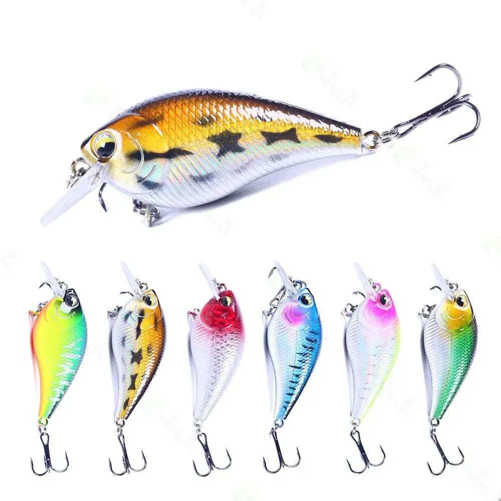6Pcs/Set Portable 7cm/2.76in Fishing Lures 6# Treble Hook High-Strength Artificial Wobbler Sharp Square Bill Crankbait