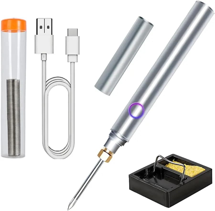 Kit Saldatore Senza Fili, Ricaricabile USB 1100mAh, Riscaldamento Automatico per Riparazione di Circuiti e Elettrodomestici, Strumento Portatile Fai-da-Te