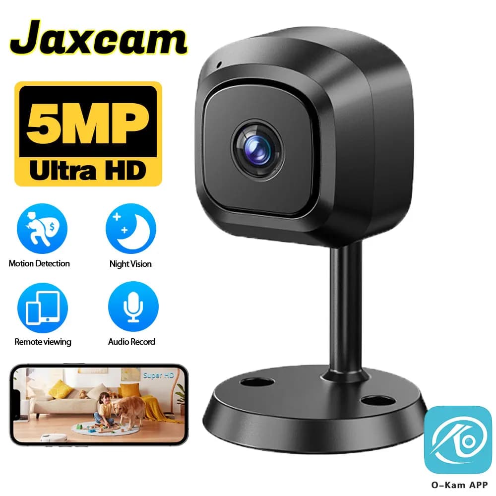 Mini telecamera WiFi da 5 MP Monitor per bambini di sicurezza con batteria incorporata per la casa Telecamera notturna a infrarossi per monitoraggio wireless