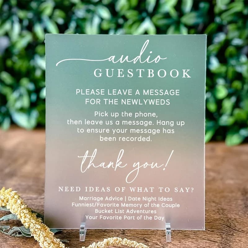 Libro degli ospiti audio Segno acrilico Libro degli ospiti del telefono Segno di nozze Libro degli ospiti del telefono Segnaletica di matrimonio in acrilico satinato Lascia un messaggio