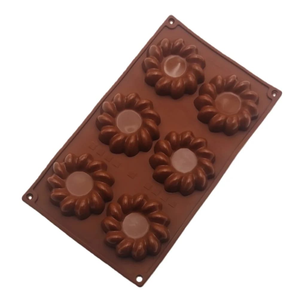Vendita calda 6 fori rotondo ciambella stampo per torta in silicone di grandi dimensioni pasta fritta a forma di torsione decorazione della torta biscotto biscotti strumenti di cottura