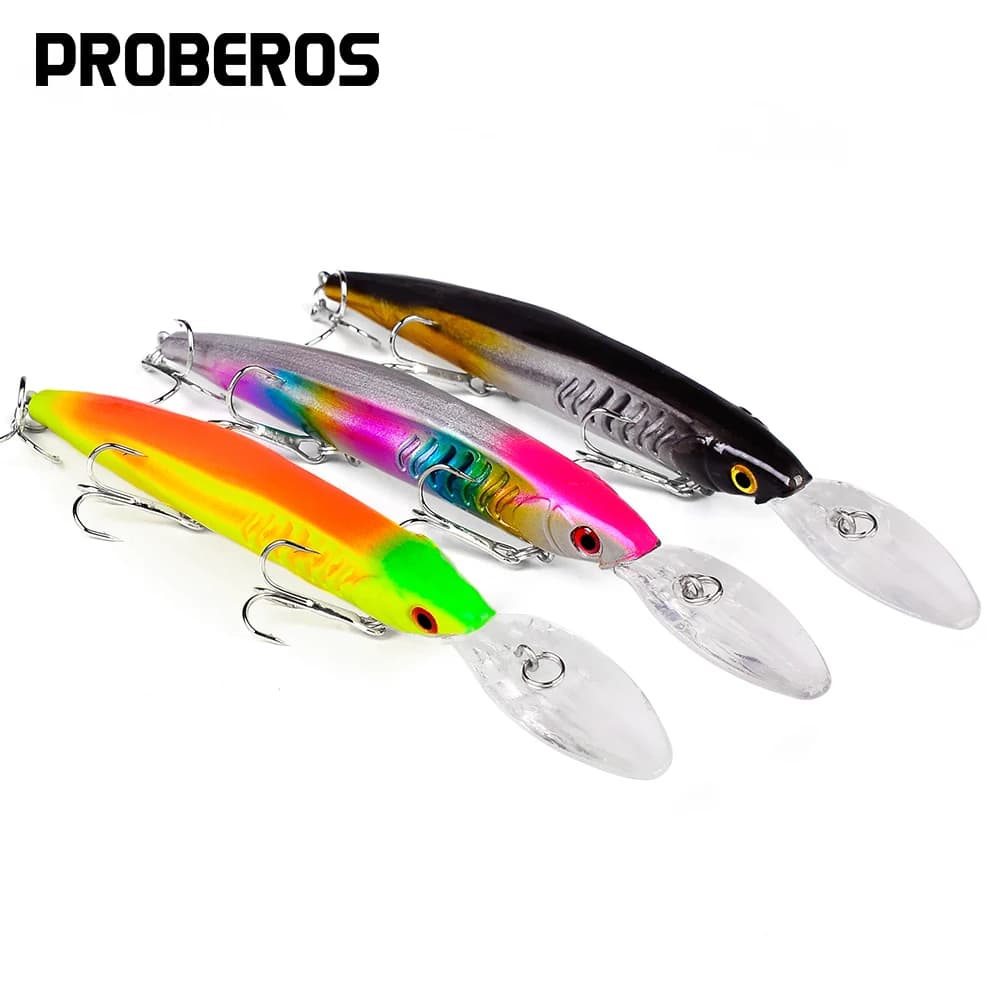 PROBEROS 15cm 12g Grande Minnow Wobbler da Pesca per Acque Profonde con 3 Ancorette Affilate, Esca Artificiale Rigida, Attrezzatura da Pesca