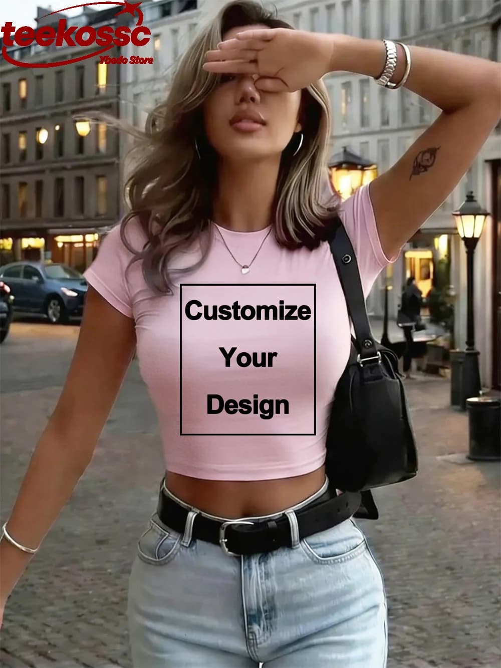 Women's Cotton Short Top Custom Logo DIY Y2K T-shirt High Elastic Short Sleeved T-shirt Slim with O-neck Soft Sexy Women's Summer Dresses