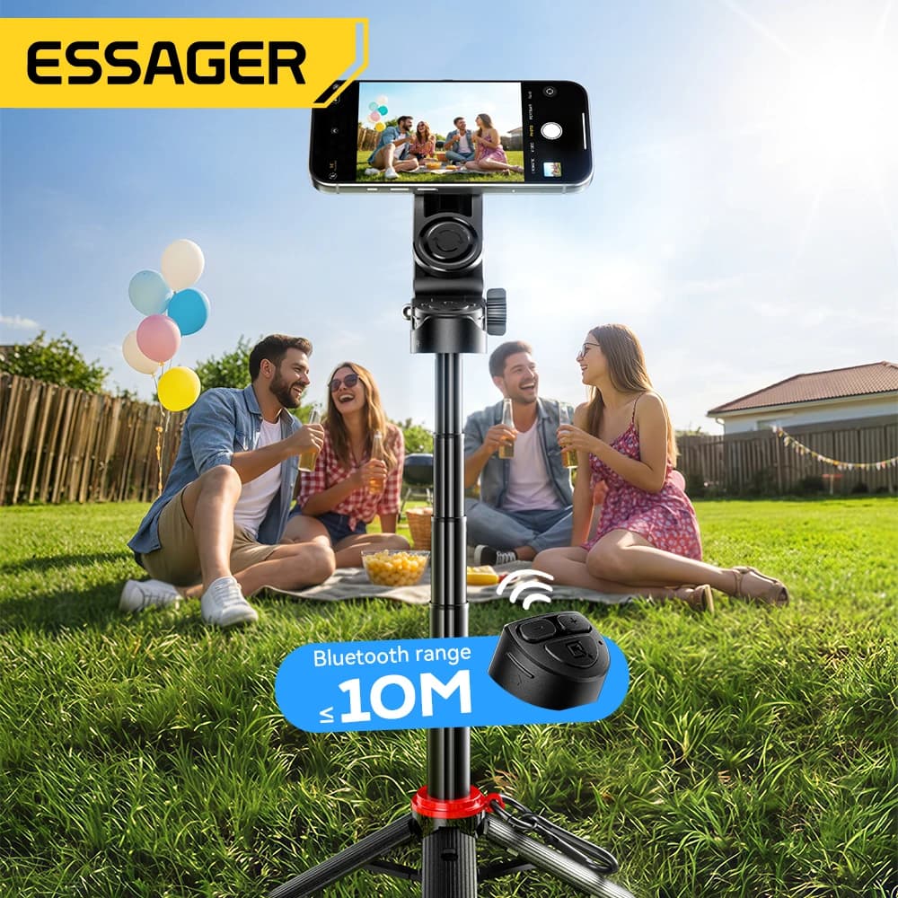 Asta per selfie magnetica Essager con morsetto 360° ° Supporto Rotante con Telecomando Bluetooth e Stand Regolabile per Riprese e Streaming Live
