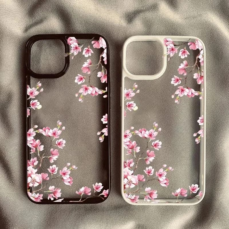Custodia per telefono fiore di magnolia rosa per iPhone 17 16 15 14 11 13 12 Pro Max 7or 8 SE 17Air Plum Blossom Cover rigida trasparente antiurto