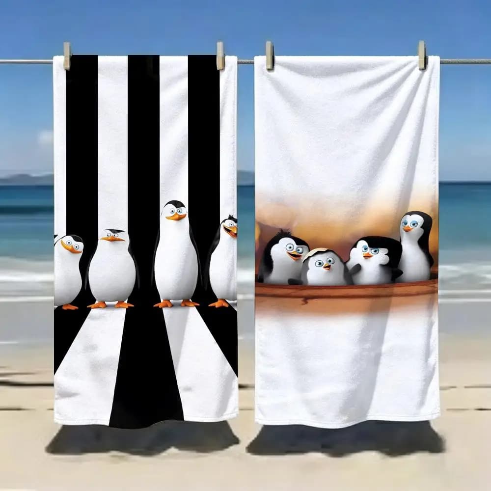 Comedy Cartoon T-The Penguins of M-Madagascar Towel Microfiber Soft Beach Towel for Travel Fitness Sauna Bathing Camping