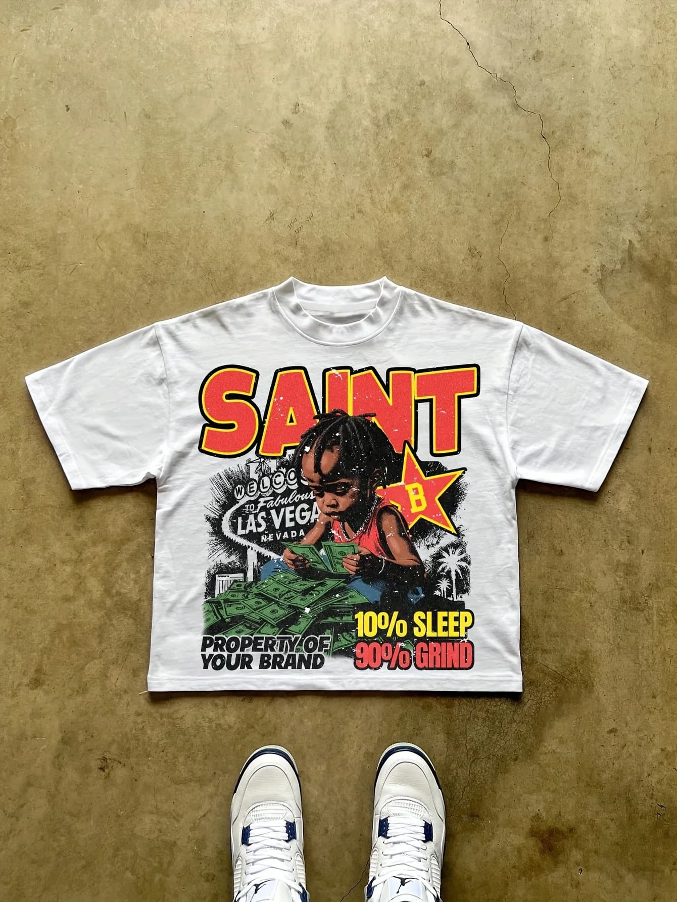 T-shirt con stampa Las Vegas, slogan 100% Sleep 99_Effort, leggera e traspirante, girocollo, top a maniche corte adatto per fitness e abbigliamento casual, design lavabile in lavatrice