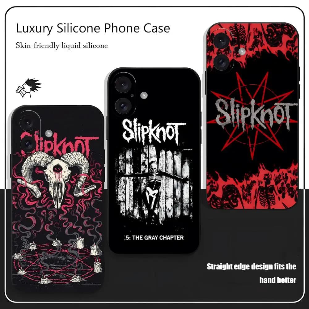 S-Slipknot Custodia per telefono con fascia popolare per iPhone 16 15 14 13 12 11 X XR XS 8 Plus Mini Pro Max Custodia morbida antiurto nera