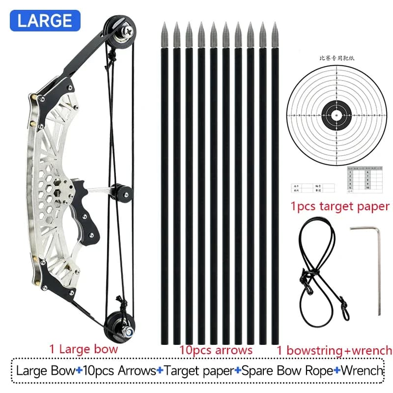 Set Mini Arco Compound in Acciaio Inox 304 con 10 Frecce - Giocattolo per Tiro con l'Arco e Caccia per Interni/Esterni ​