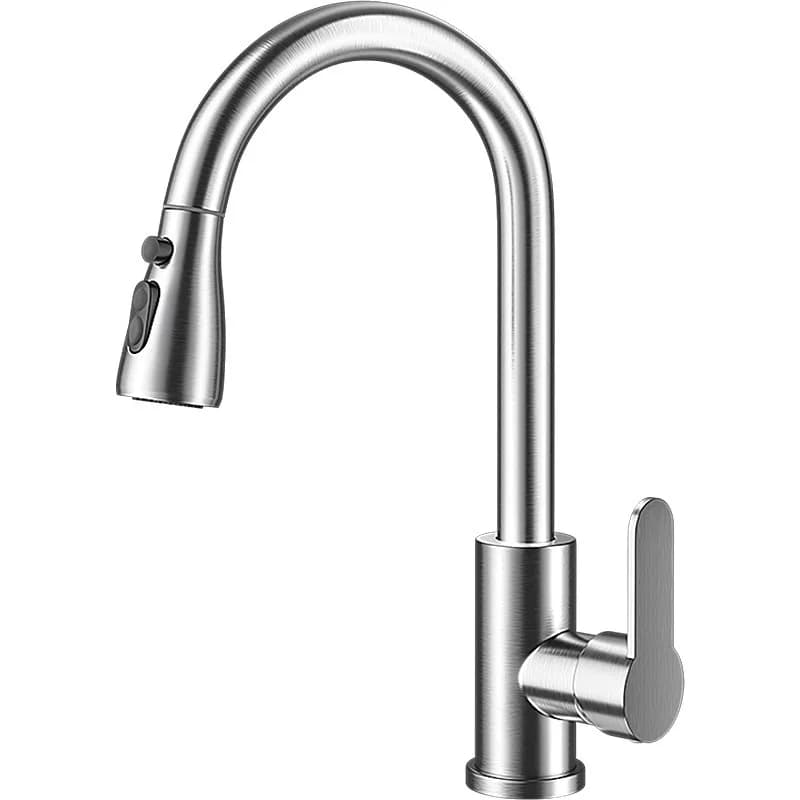 Rubinetto per acqua calda fredda da cucina Beccuccio estraibile monoforo Rubinetto per lavello da cucina Miscelatore per getto Testa di spruzzo Pistola Rubinetto miscelatore grigio/nero