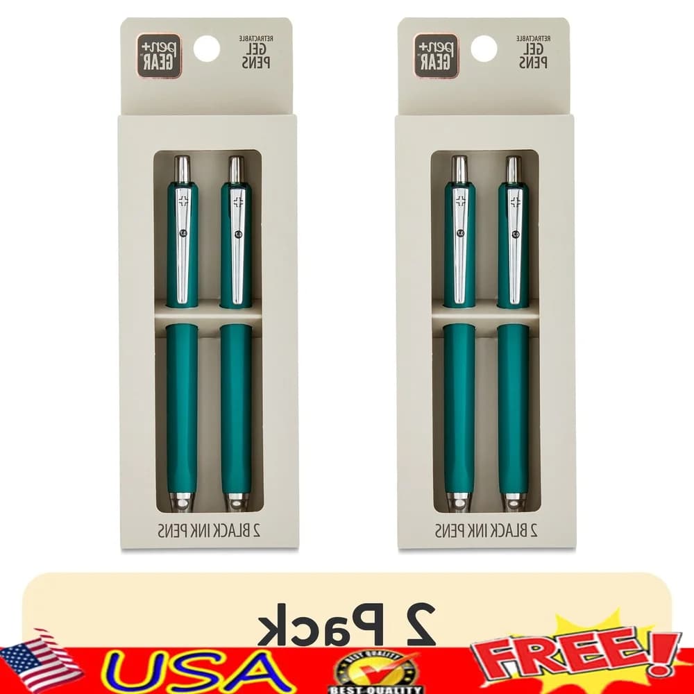 Penne gel retrattili Inchiostro nero Punta fine da 0,7 mm Confezione da 2 Soft Touch Impugnatura comoda Asciugatura rapida Scrittura senza sbavature