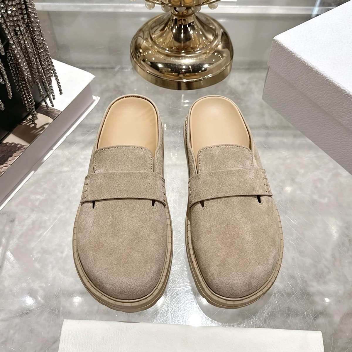 2026 New High Quality Women's Shoes Thick Bottom Baotou Half Dragged Slippers Le Fu No Back Heel Slippers--wy725