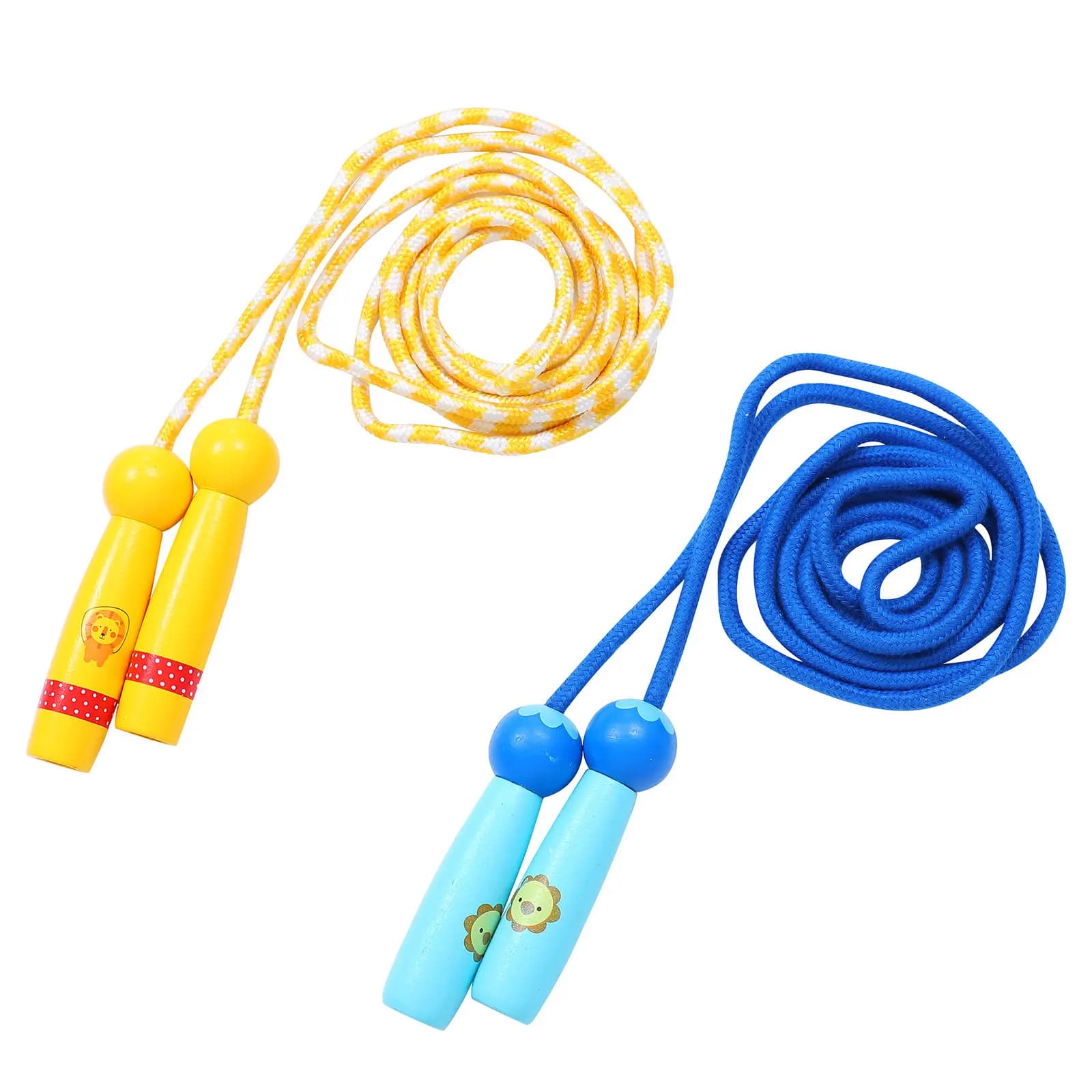 2Pcs Kids Jump Rope Wooden Handles Flexible Elastic Wear Resistant Skipping Rope for Children Primary School Kindergarten