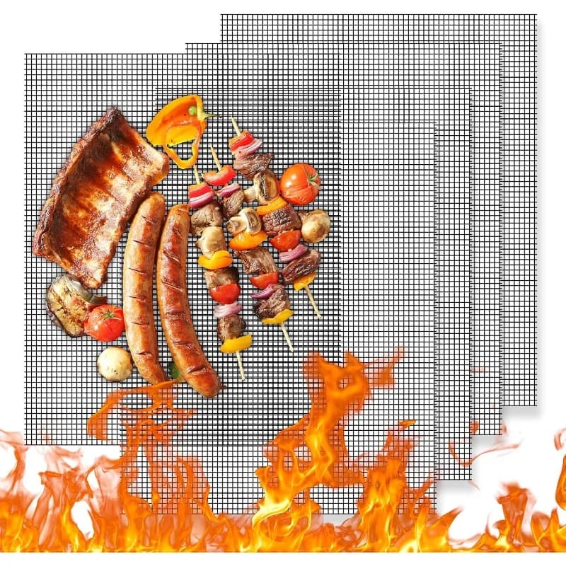 Grill mesh mat - Set of 5 Non Stick BBQ Grill mats,Reusable Grilling mats, Easy to Clean - Works on Gas, Charcoal, Pellet Grill